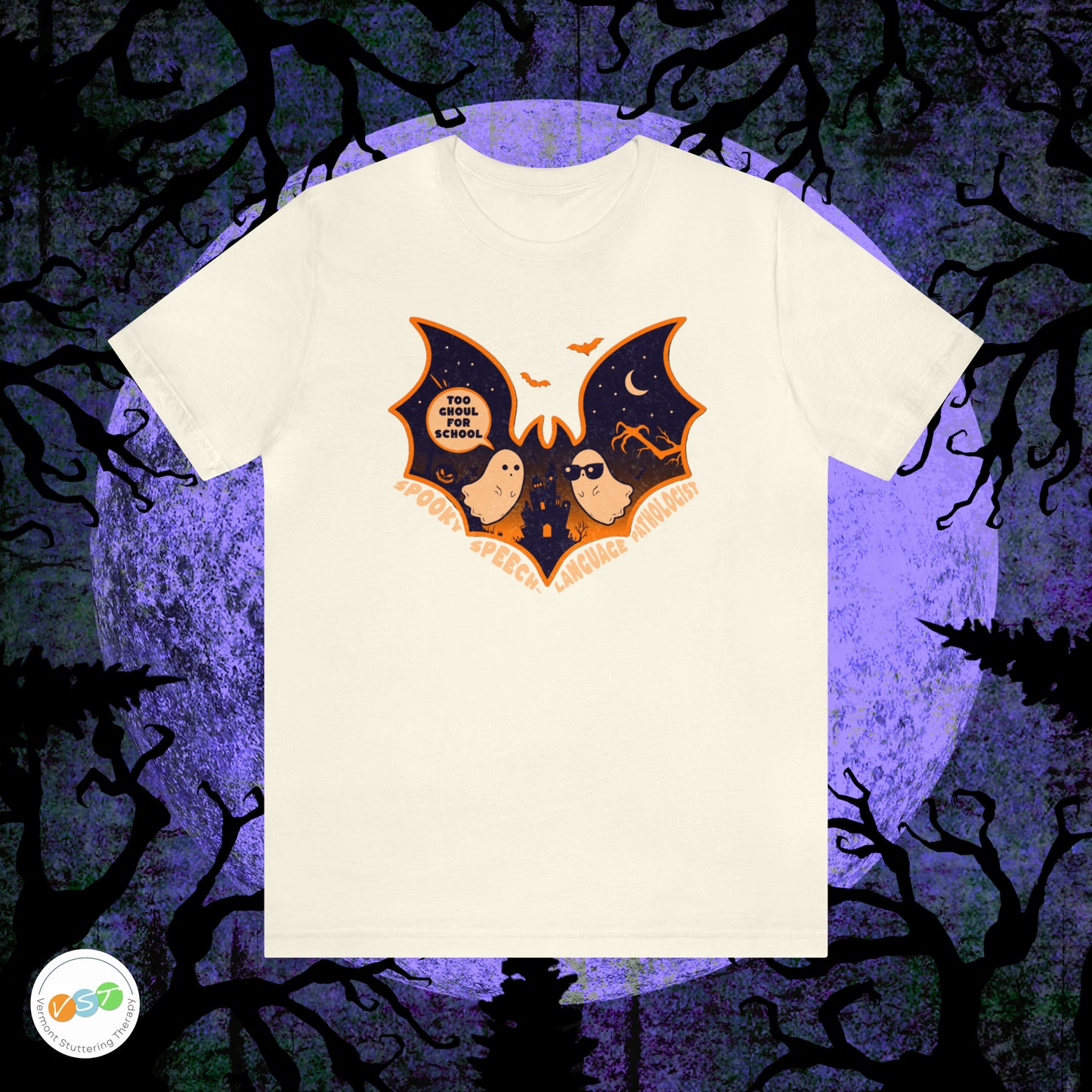 Too Ghoul for School Bat Halloween T-shirt for SLP