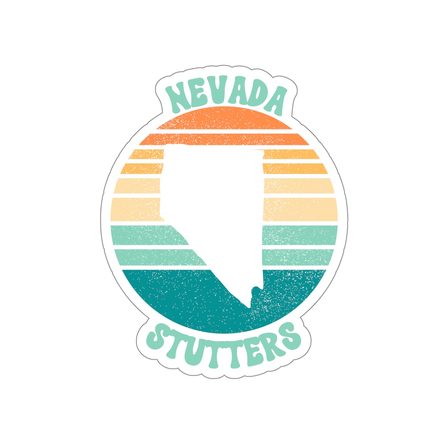 Nevada Stutters Retro Sun Sticker, 3", 4", 5" or 6"