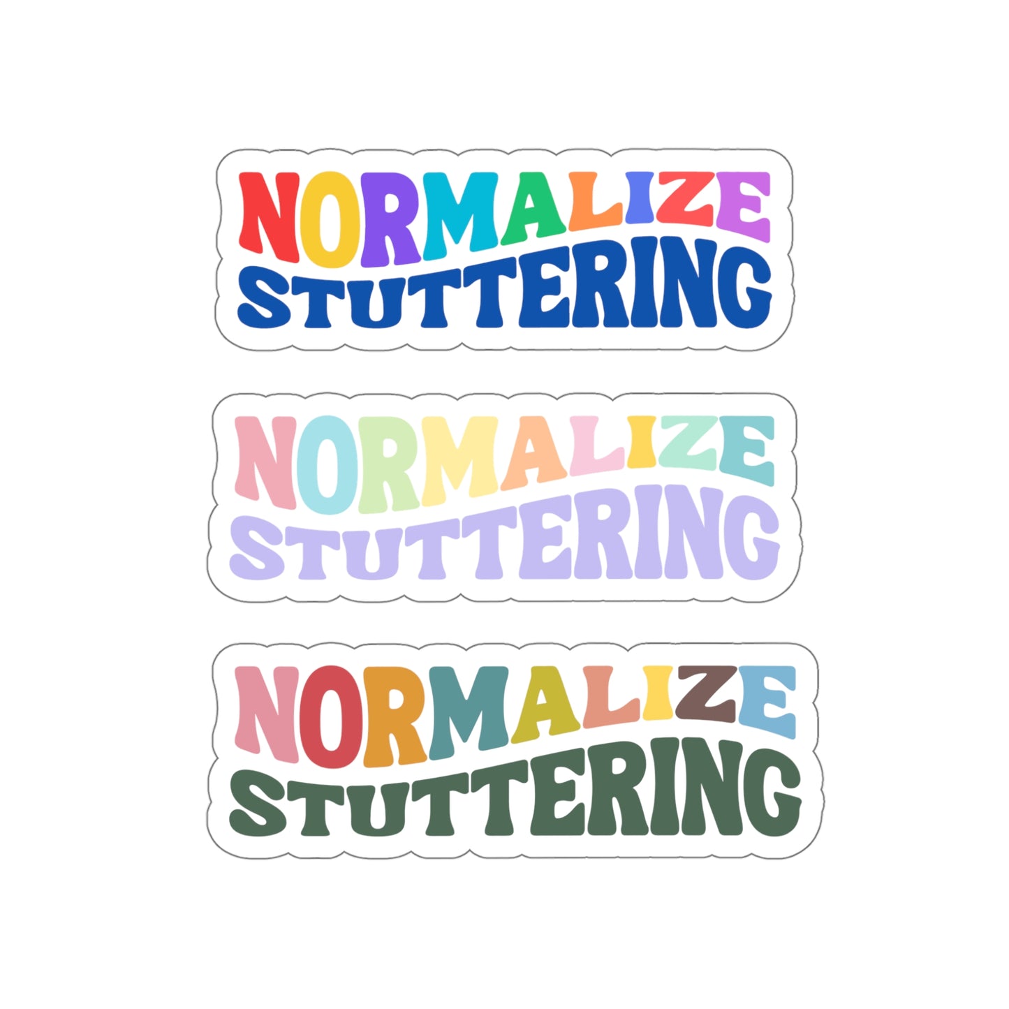 Sheet of 3 Retro Wave Normalize Stuttering Vinyl Stickers, 4", 5" or 6"