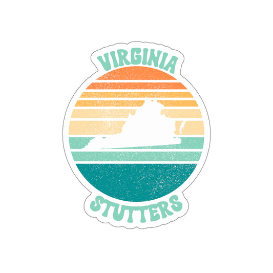 Virginia Stutters Retro Sun Sticker, 3", 4", 5" or 6"