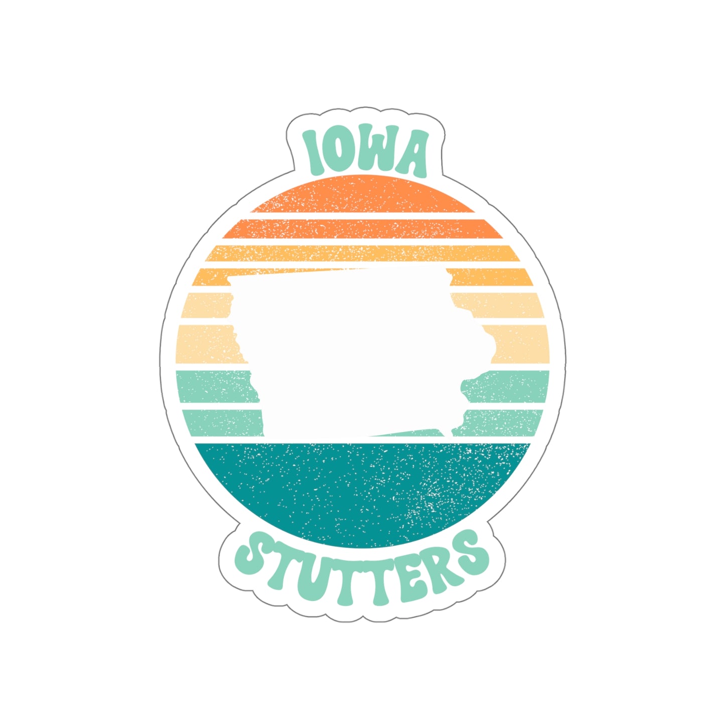 Iowa Stutters Retro Sun Sticker, 3", 4", 5" or 6"
