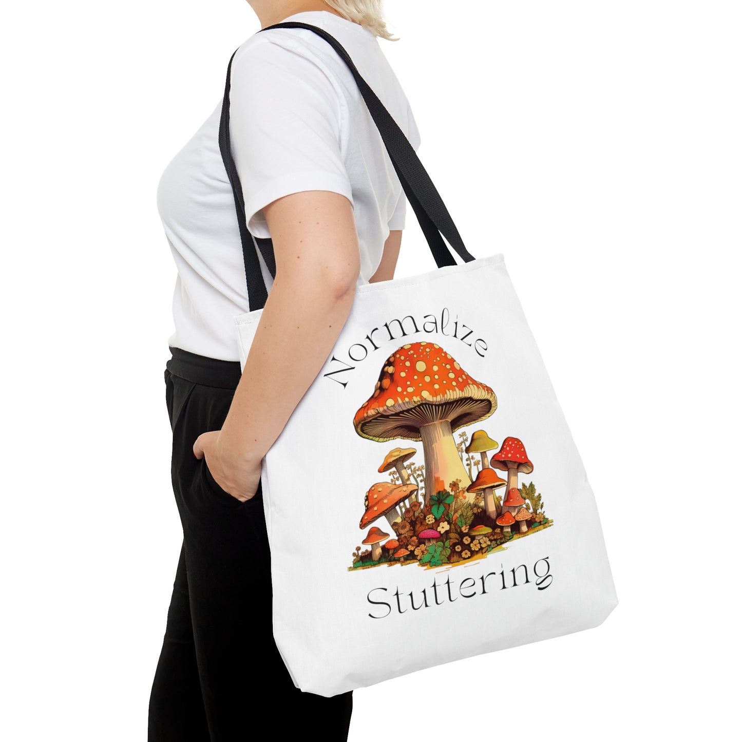 Normalize Stuttering Retro Groovy 70s Mushroom Tote Bag