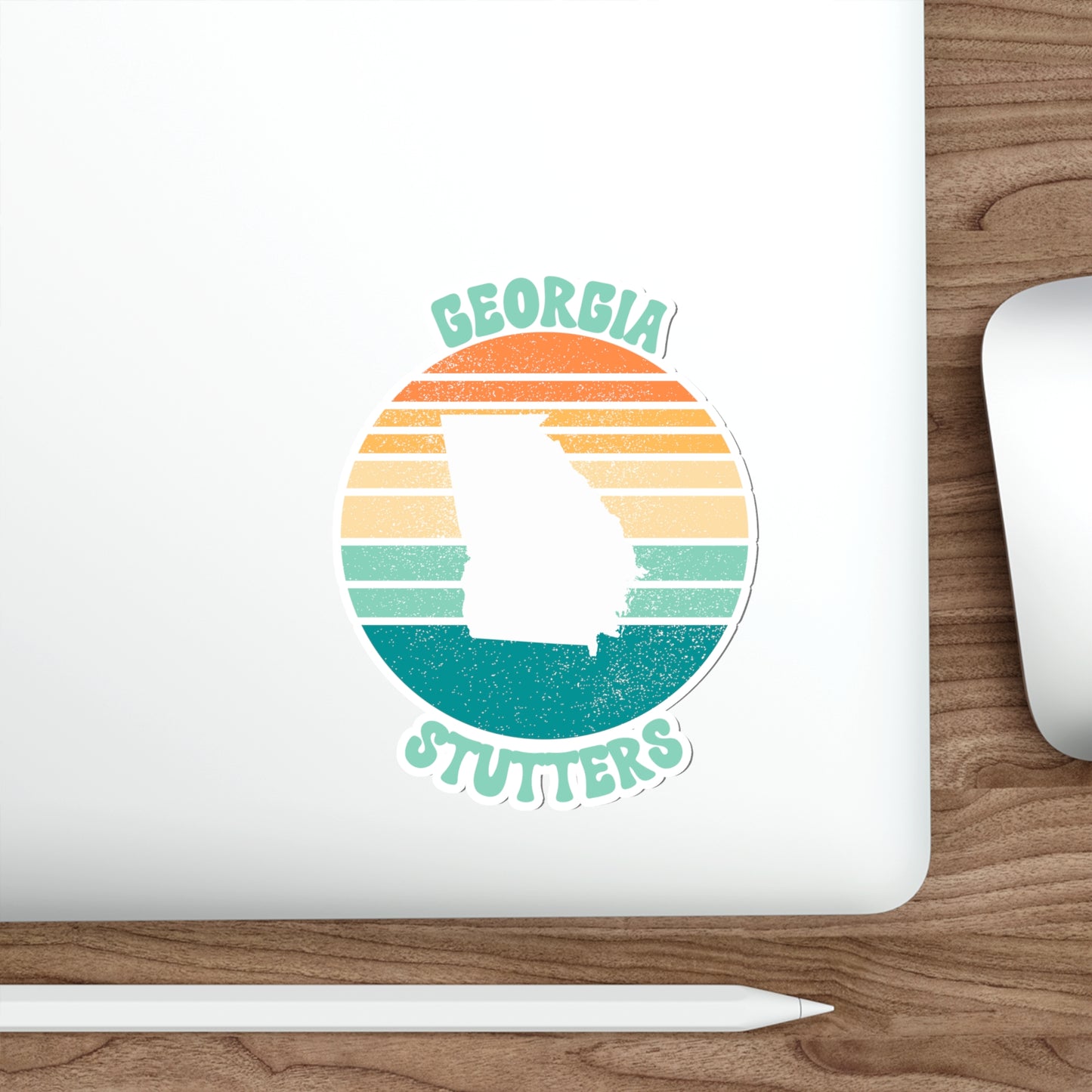 Georgia Stutters Retro Sun Sticker, 3", 4", 5" or 6"