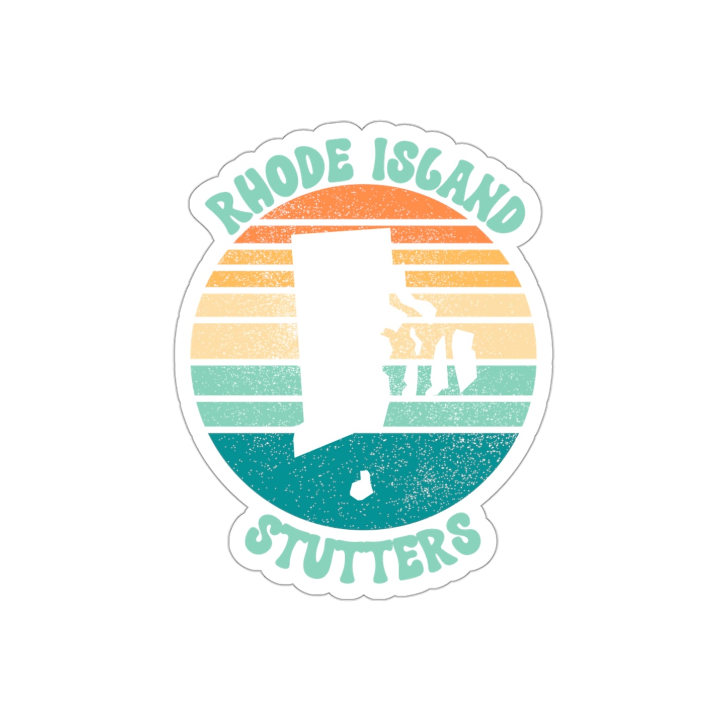 Rhode Island Stutters Retro Sun Sticker, 3", 4", 5" or 6"