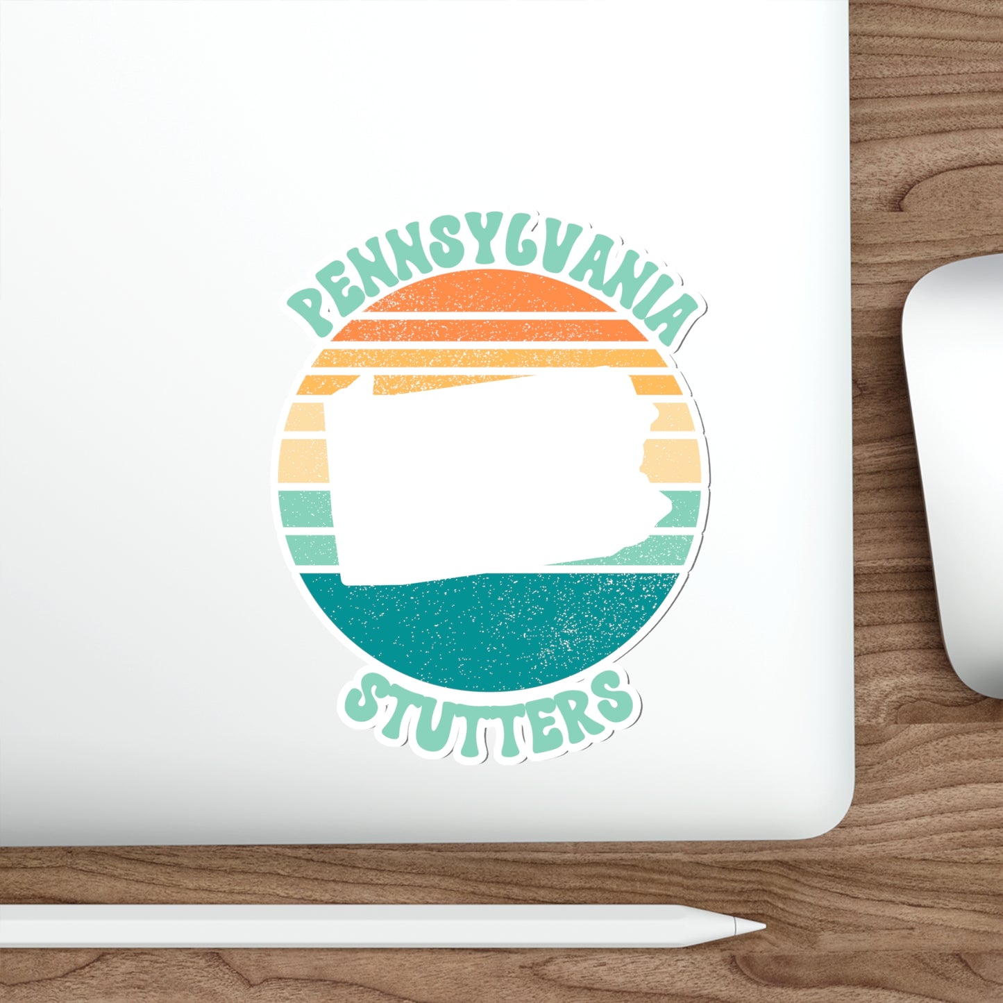 Pennsylvania Stutters Retro Sun Sticker, 3", 4", 5" or 6"