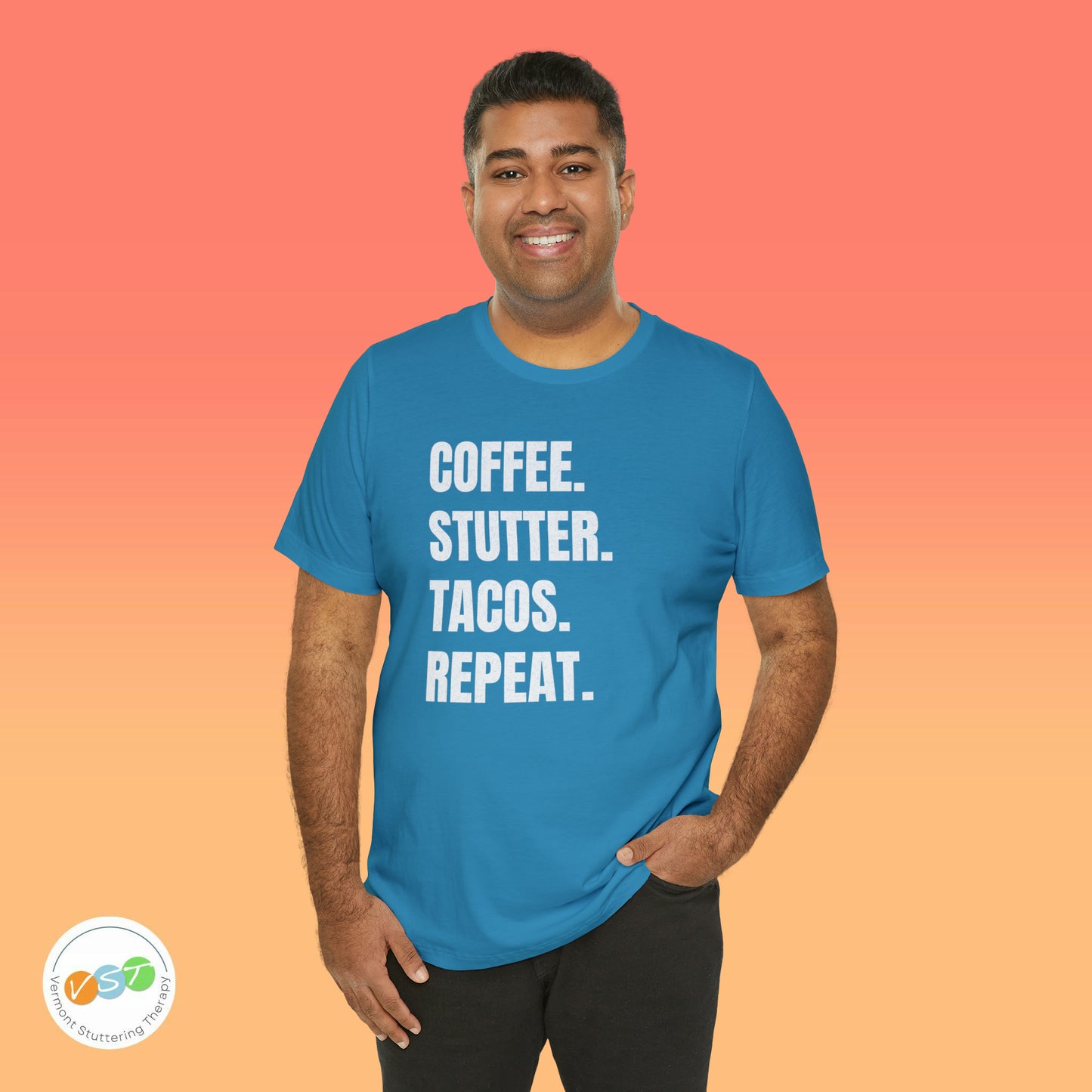 Coffee. Stutter. Tacos. Repeat. T-shirt