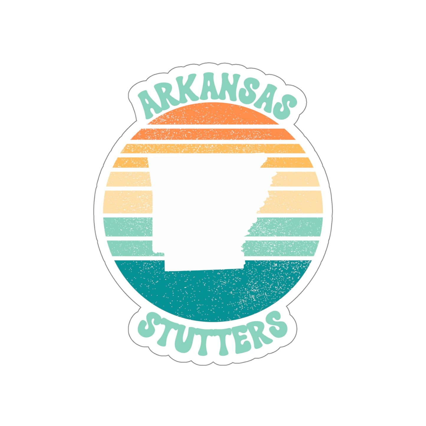 Arkansas Stutters Retro Sun Sticker, 3", 4", 5" or 6"