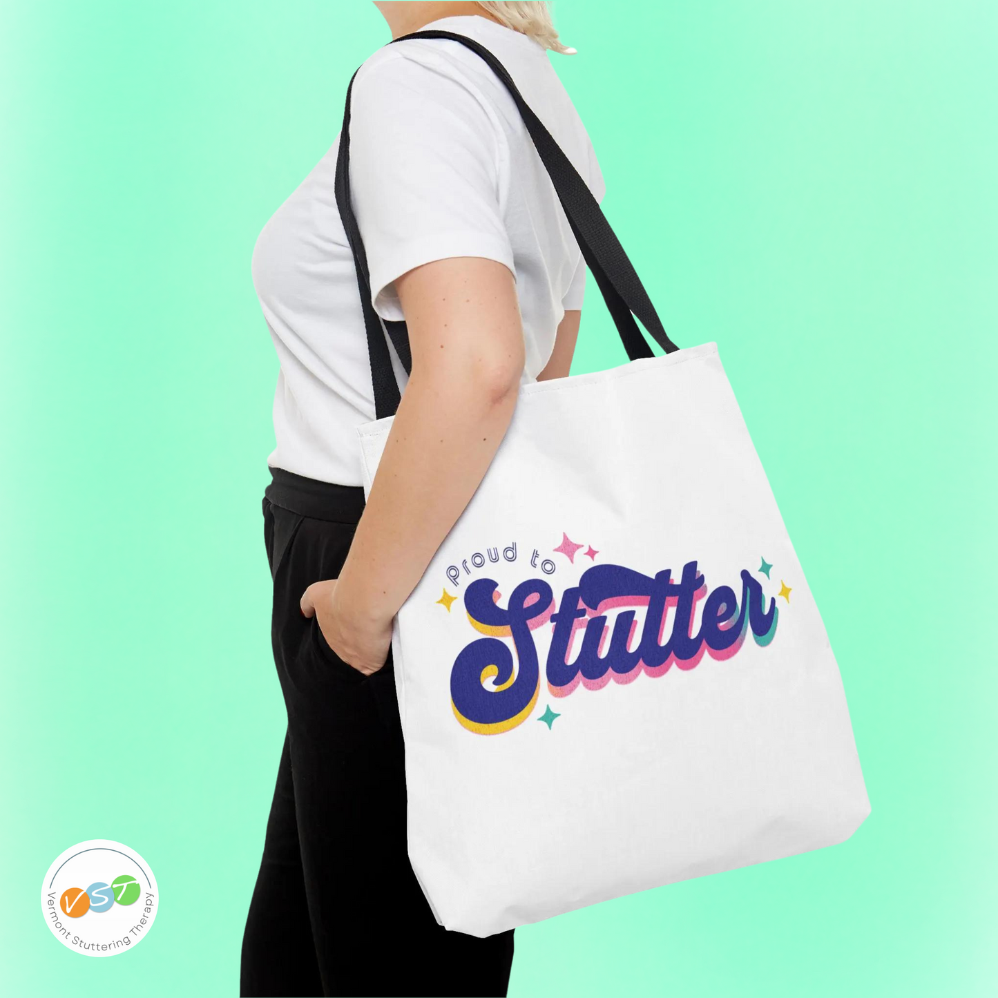 Proud to Stutter Tote Bag Gift for Person Who Stutters, Retro Normalize Stuttering Bag PWS, OK to Stutter Stuttering Awareness Canvas Bag