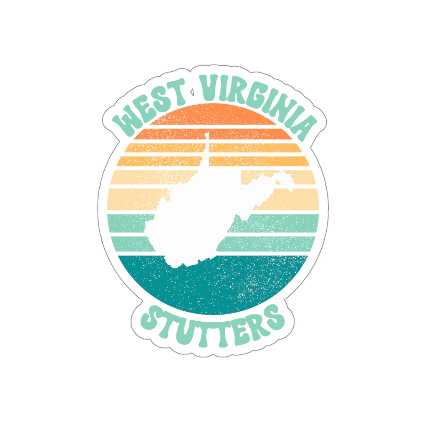 West Virginia Stutters Retro Sun Sticker, 3", 4", 5" or 6"