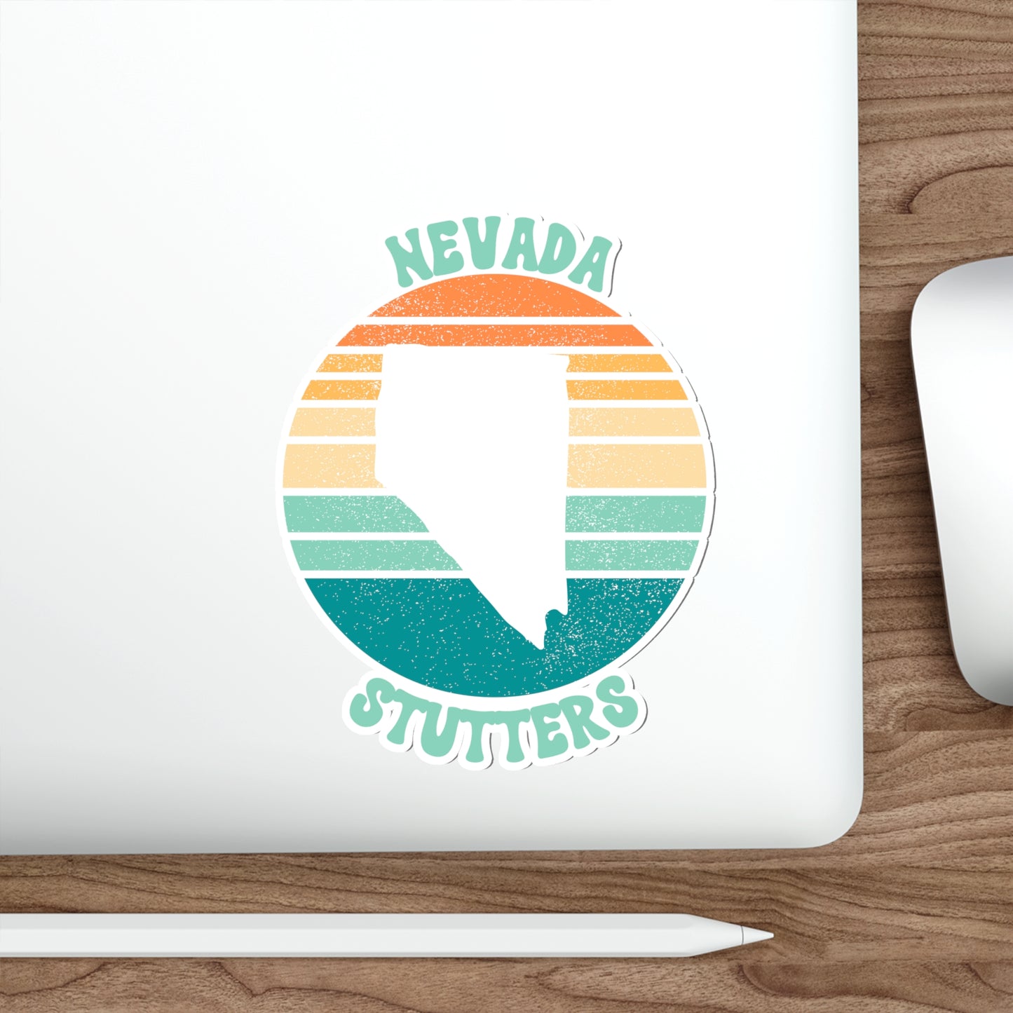 Nevada Stutters Retro Sun Sticker, 3", 4", 5" or 6"