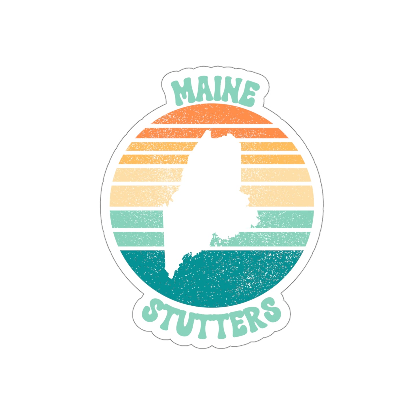 Maine Stutters Retro Sun Sticker, 3", 4", 5" or 6"