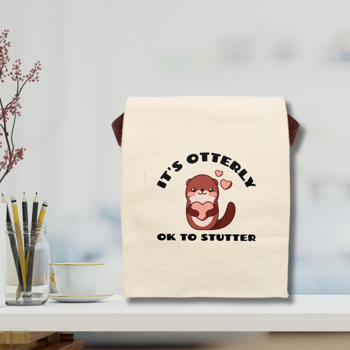 It's Otterly OK to Stutter Canvas Lunch Bag