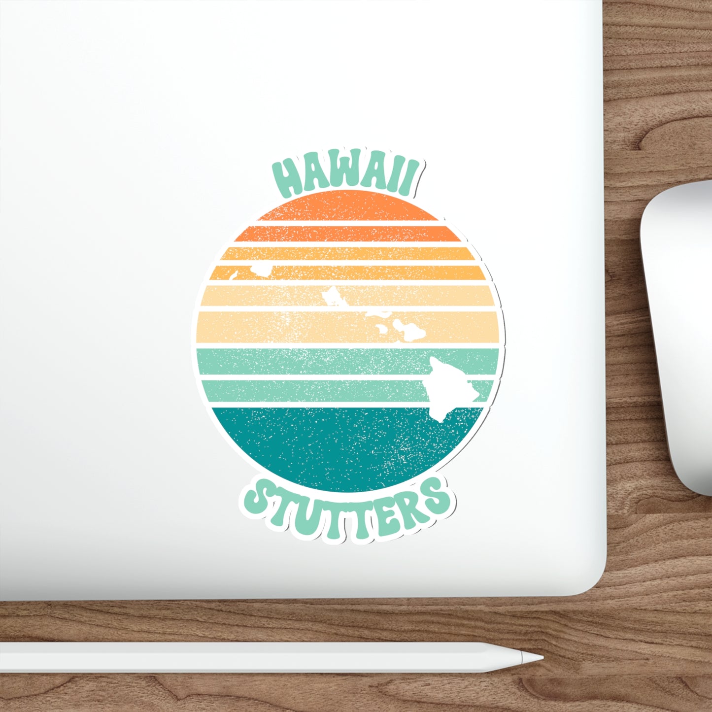 Hawaii Stutters Retro Sun Sticker, 3", 4", 5" or 6"