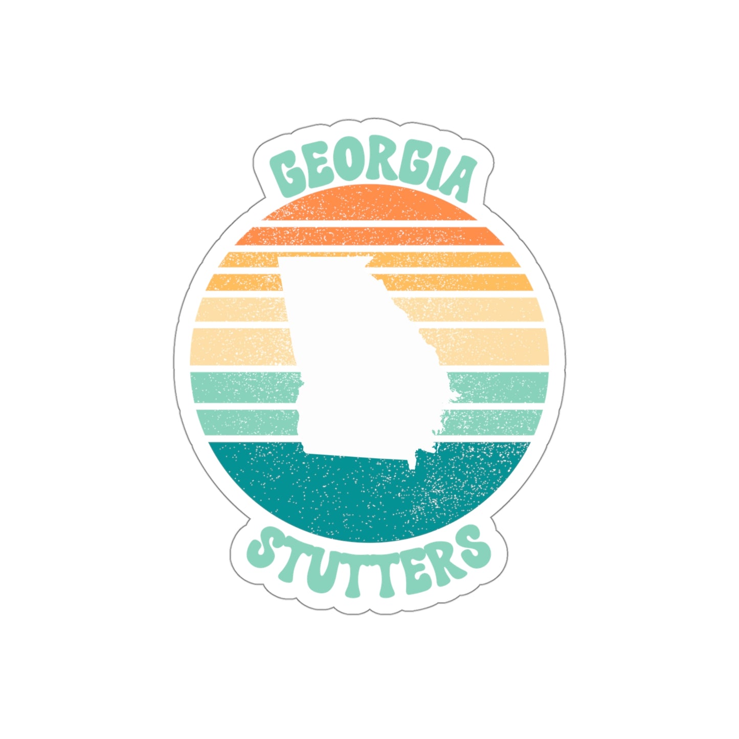 Georgia Stutters Retro Sun Sticker, 3", 4", 5" or 6"