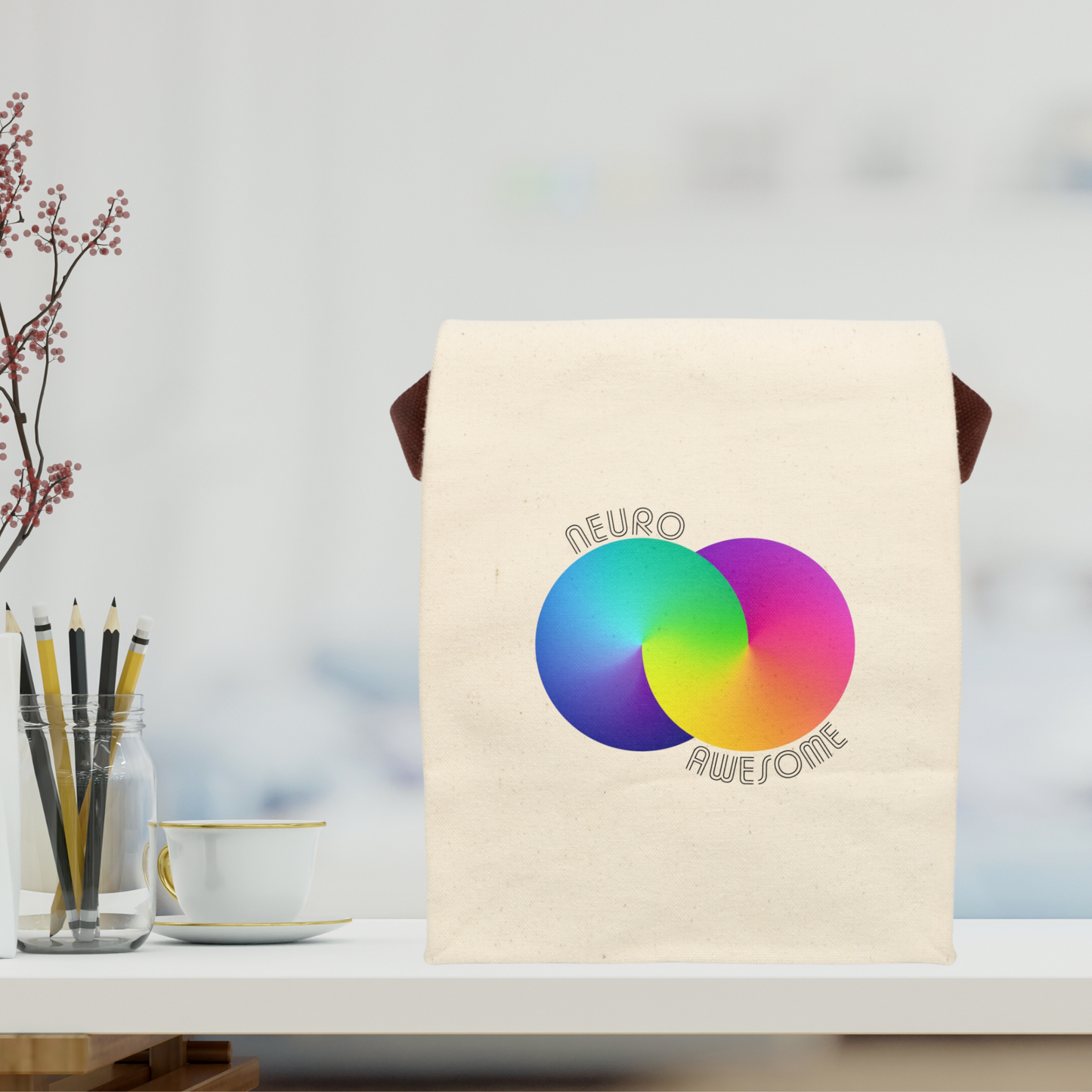 Neuroawesome Rainbow Infinity Canvas Lunch Bag