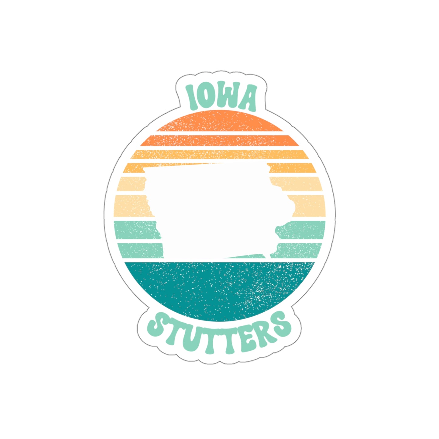 Iowa Stutters Retro Sun Sticker, 3", 4", 5" or 6"