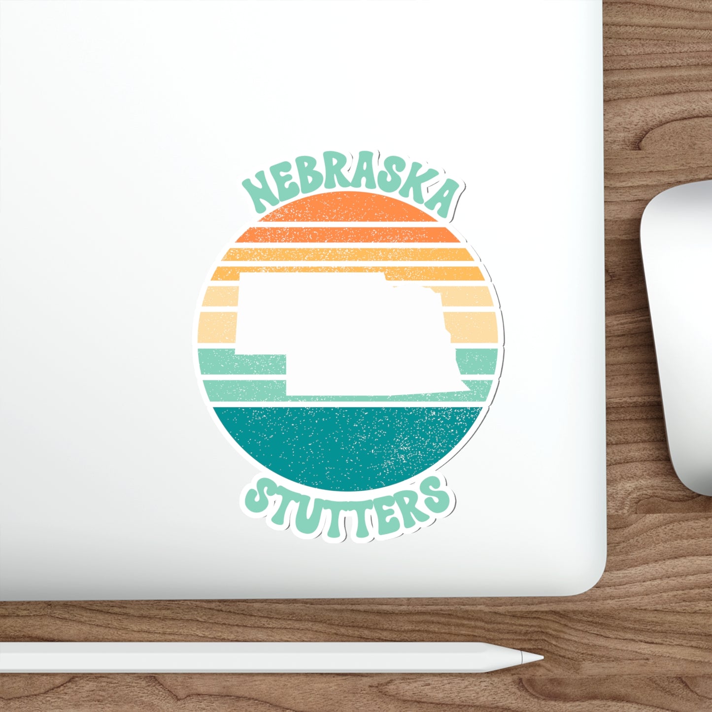 Nebraska Stutters Retro Sun Sticker, 3", 4", 5" or 6"