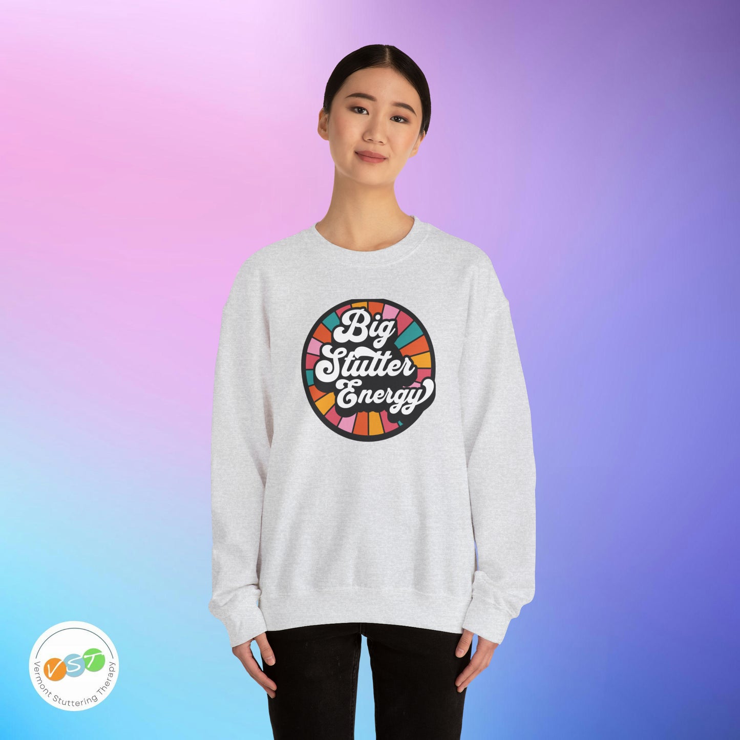 Big Stutter Energy Funny Retro Stuttering Crewneck Sweatshirt