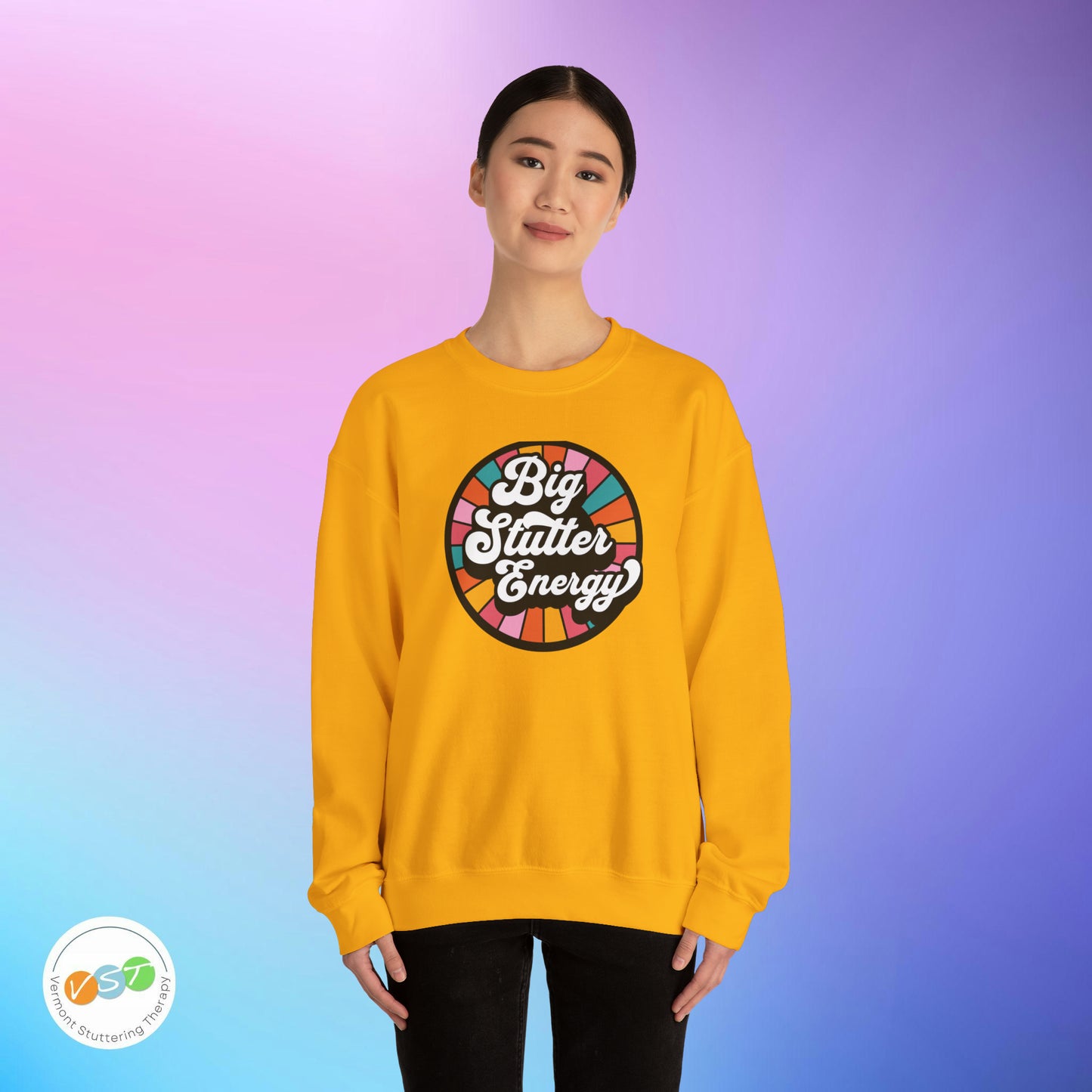 Big Stutter Energy Funny Retro Stuttering Crewneck Sweatshirt