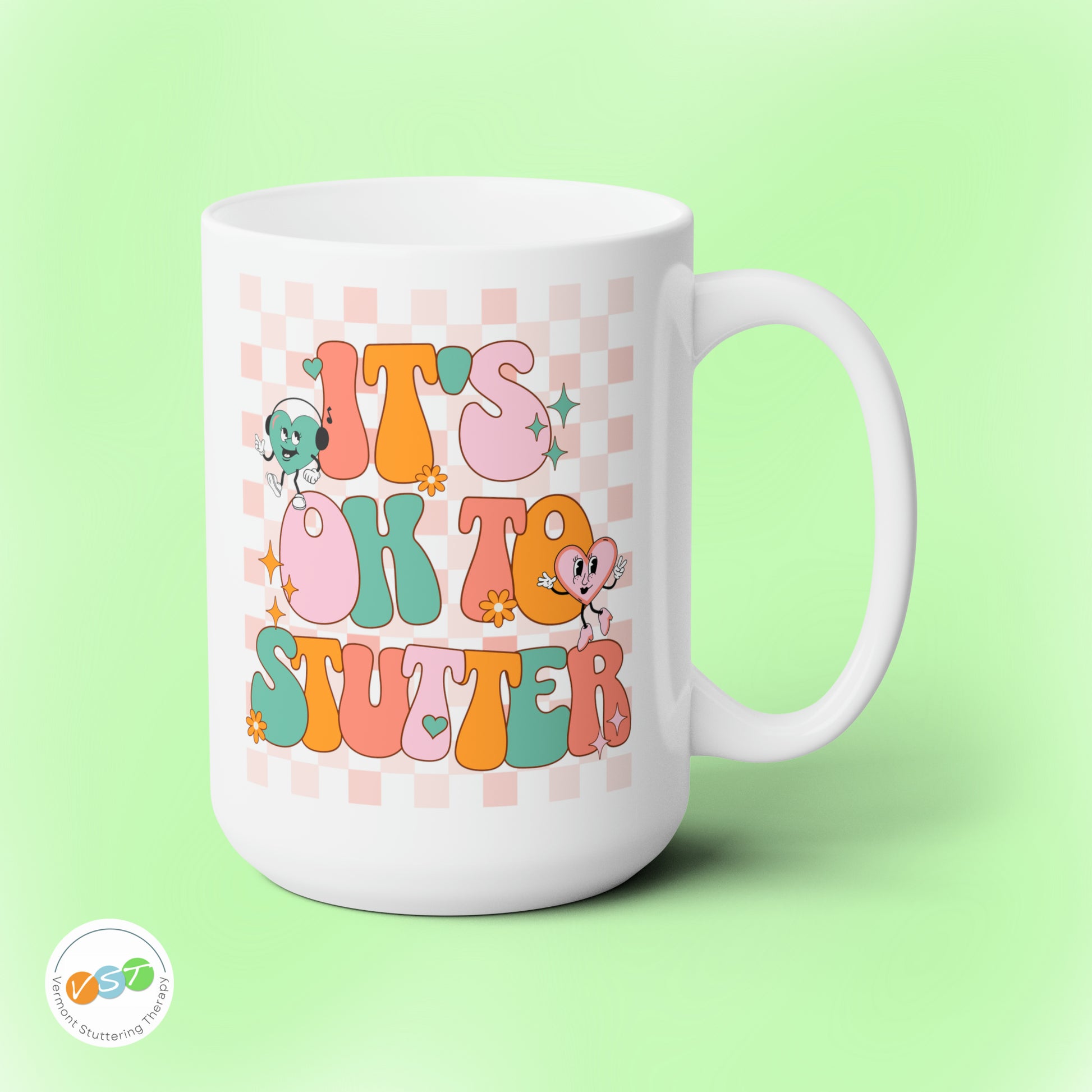 Retro It's OK to Stutter Awareness Coffee Mug, White 15oz