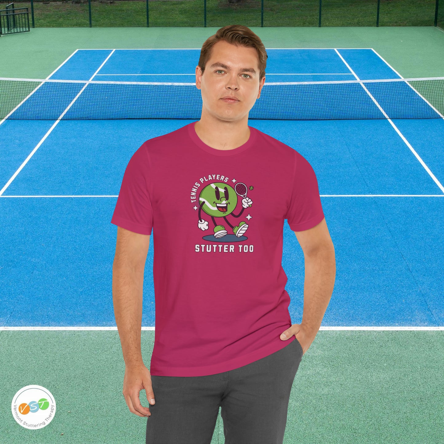 Tennis Players Stutter Too Retro Tennis T-shirt