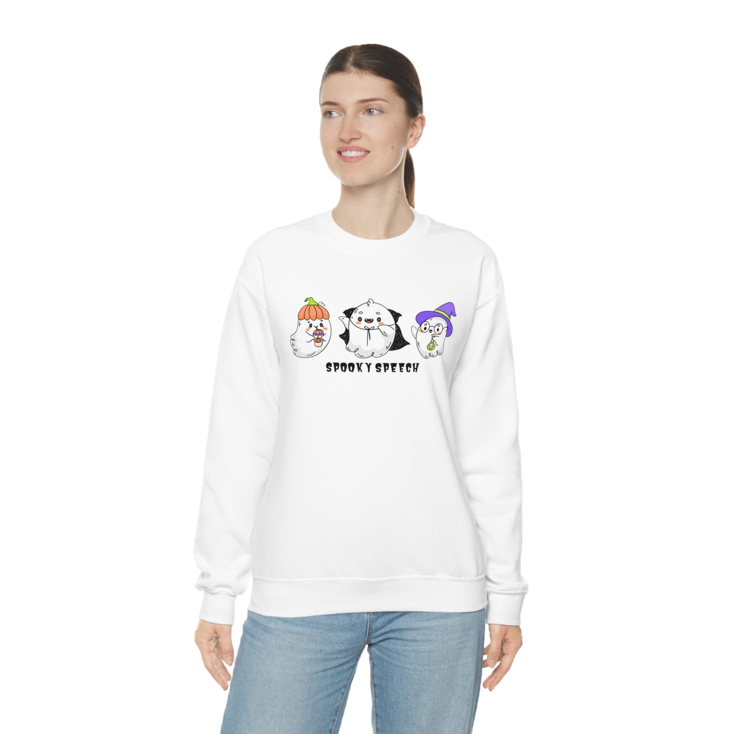 Spooky Speech Cute Ghosts Halloween Sweatshirt for SLP or SLPA