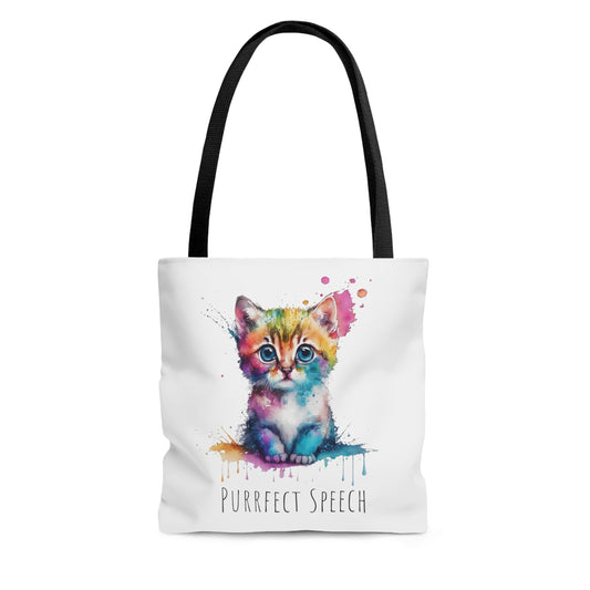Purrfect Speech Colorful Kitten Tote Bag