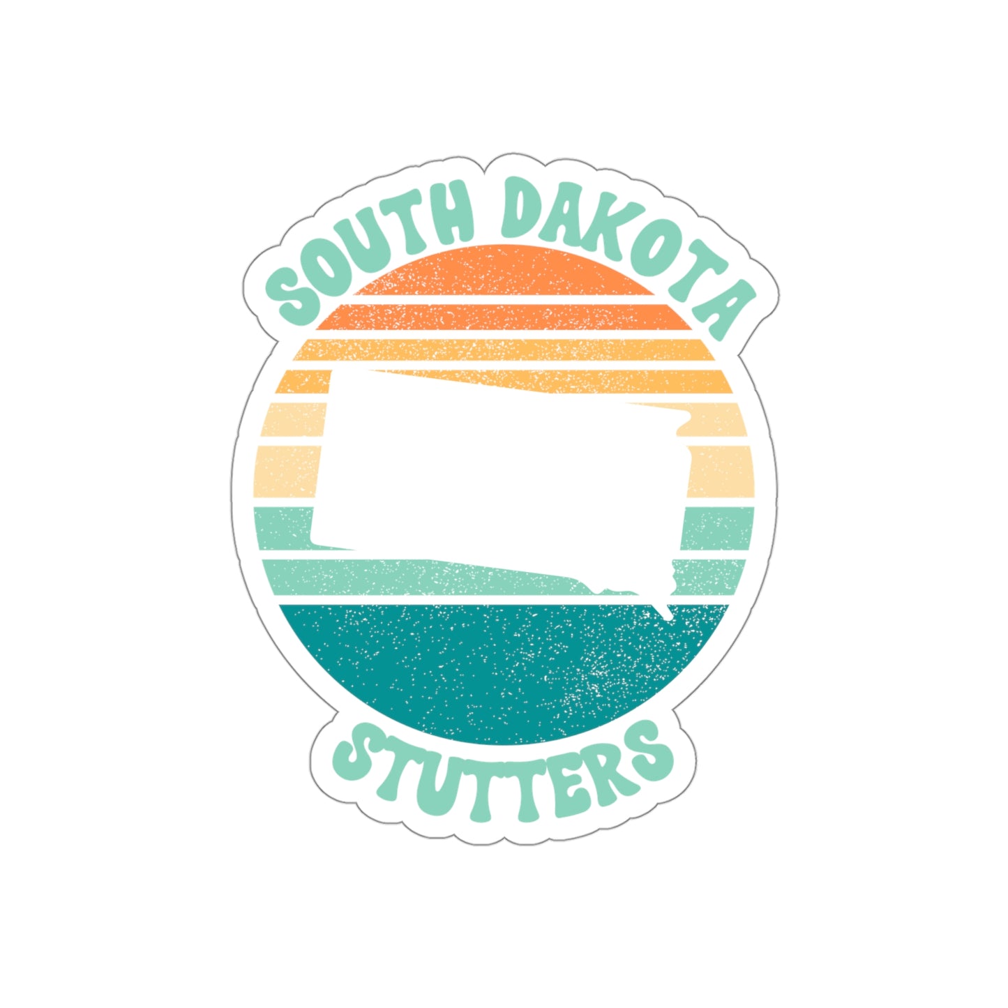 South Dakota Stutters Retro Sun Sticker, 3", 4", 5" or 6"