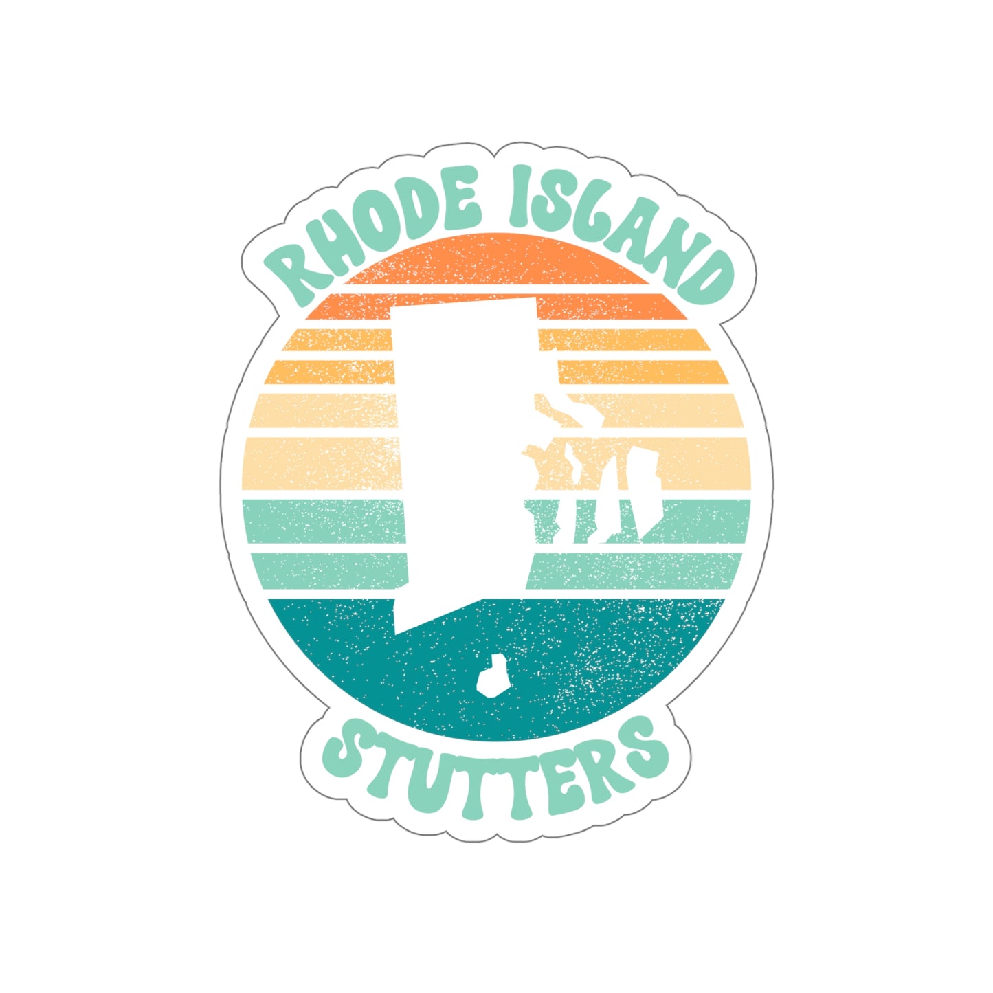 Rhode Island Stutters Retro Sun Sticker, 3", 4", 5" or 6"