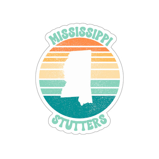 Mississippi Stutters Retro Sun Sticker, 3", 4", 5" or 6"