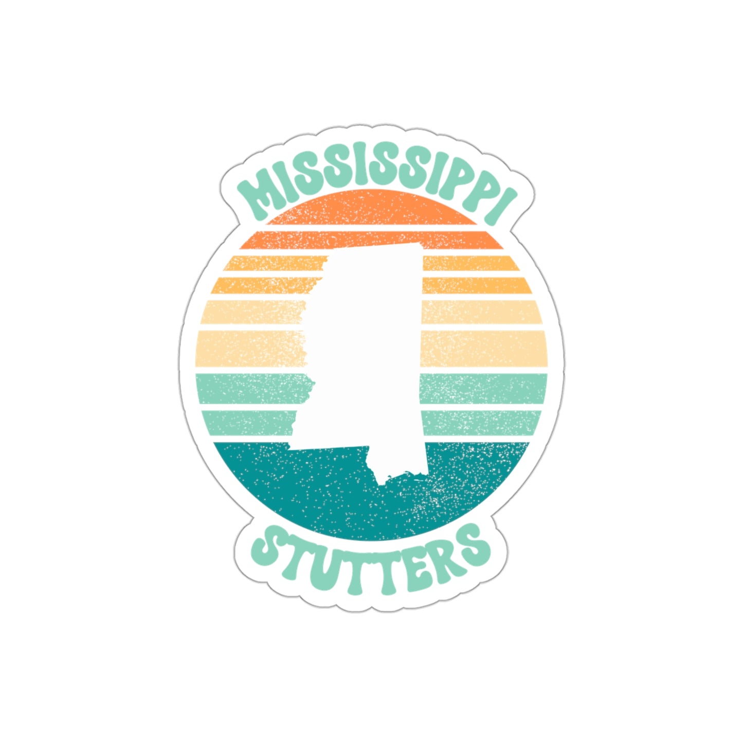 Mississippi Stutters Retro Sun Sticker, 3", 4", 5" or 6"