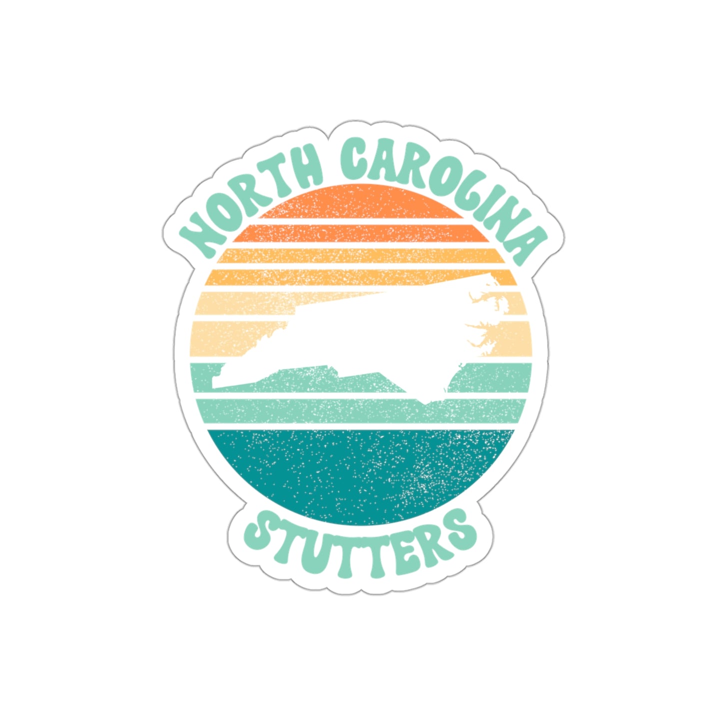 North Carolina Stutters Retro Sun Sticker, 3", 4", 5" or 6"