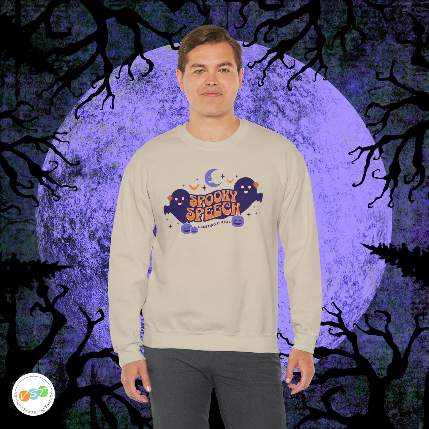 SLP Spooky Speech Creeping It Real Halloween Sweatshirt