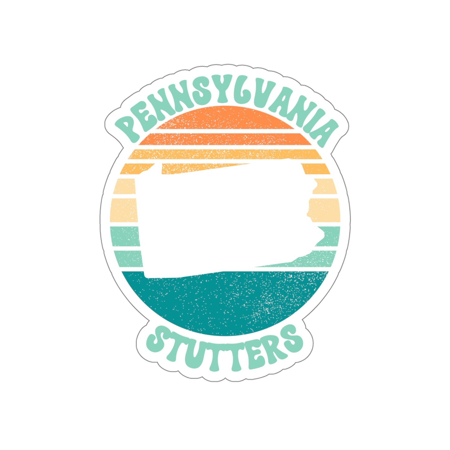 Pennsylvania Stutters Retro Sun Sticker, 3", 4", 5" or 6"