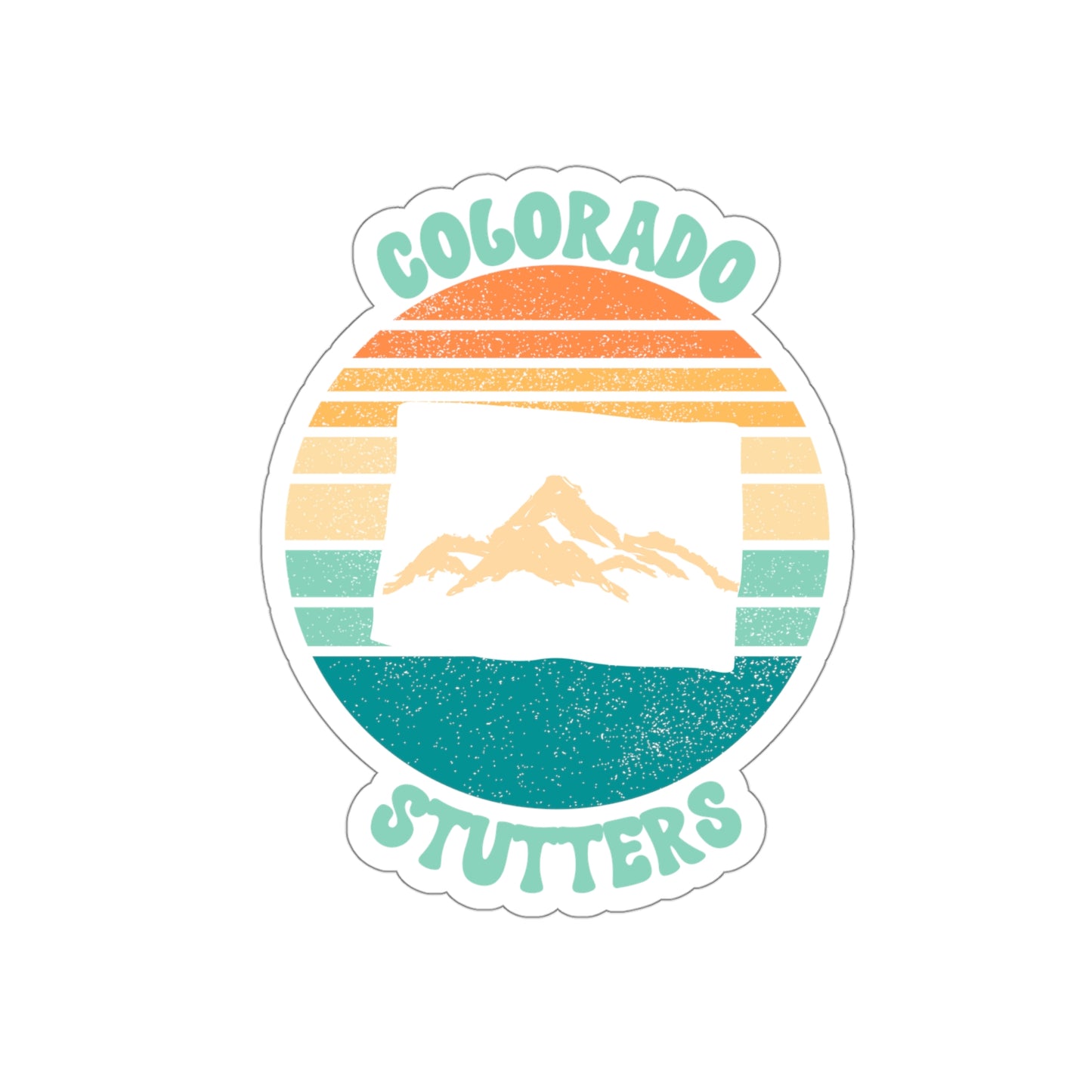 Colorado Stutters Retro Sun Sticker, 3", 4", 5" or 6"