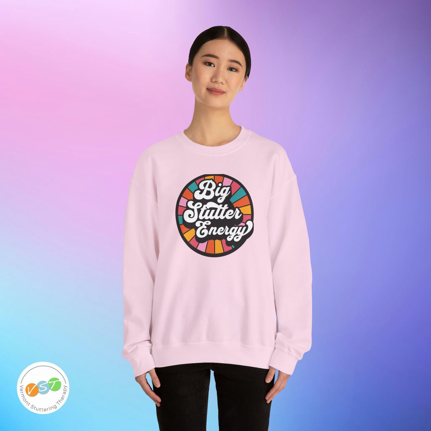 Big Stutter Energy Funny Retro Stuttering Crewneck Sweatshirt