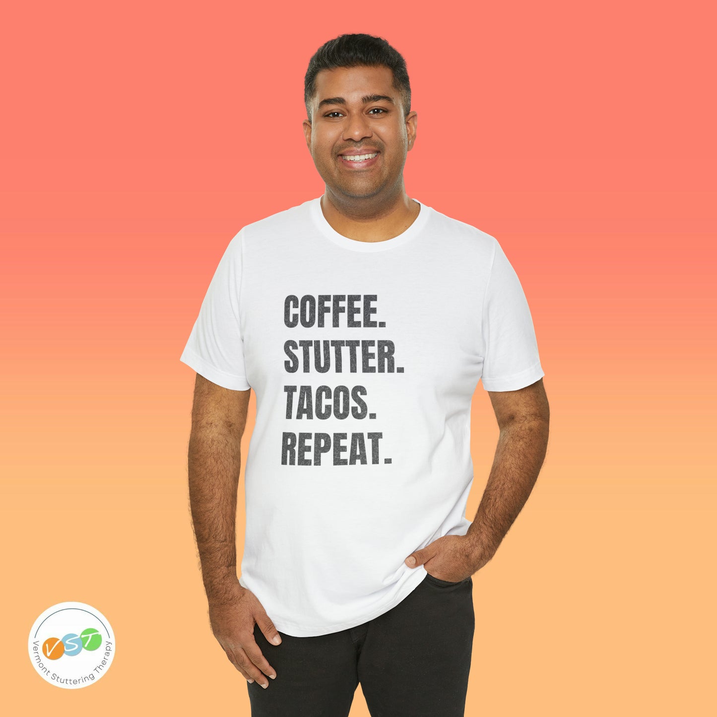 Coffee. Stutter. Tacos. Repeat. T-shirt