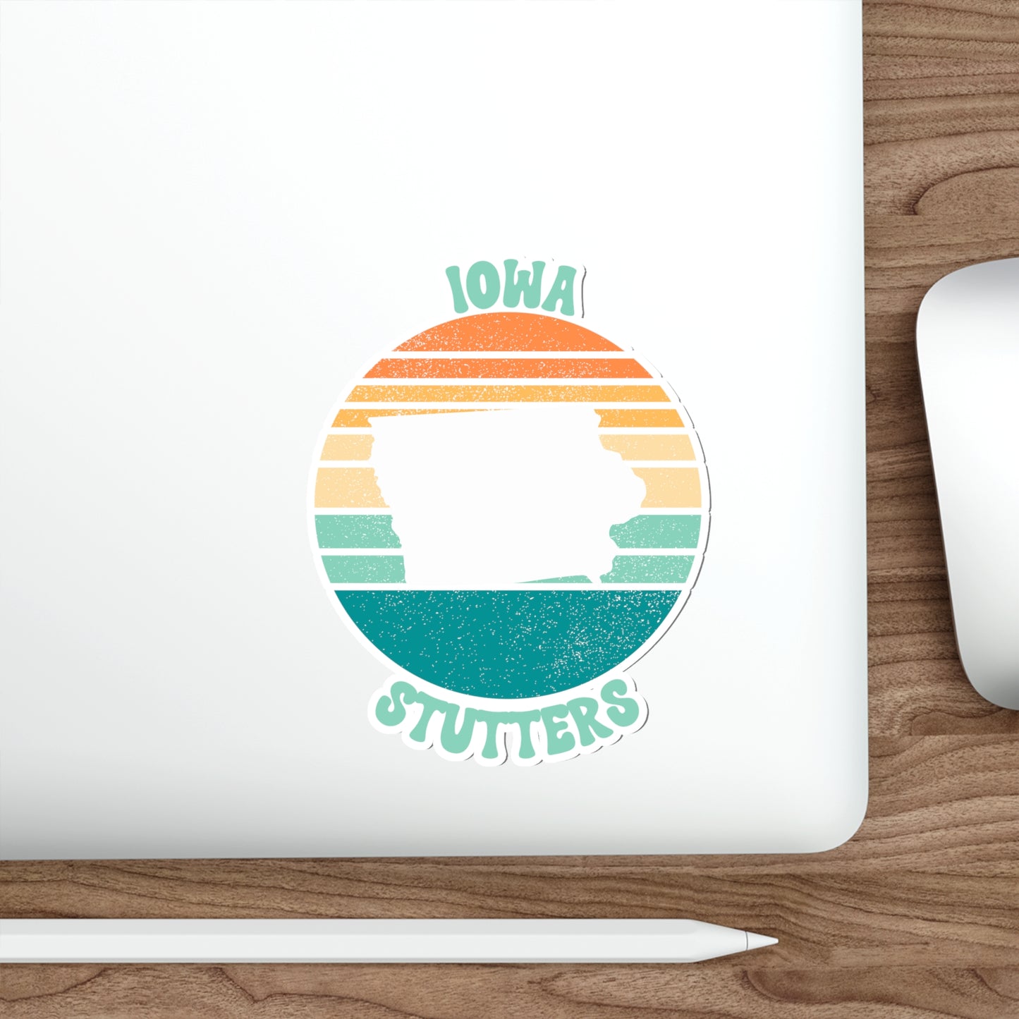 Iowa Stutters Retro Sun Sticker, 3", 4", 5" or 6"