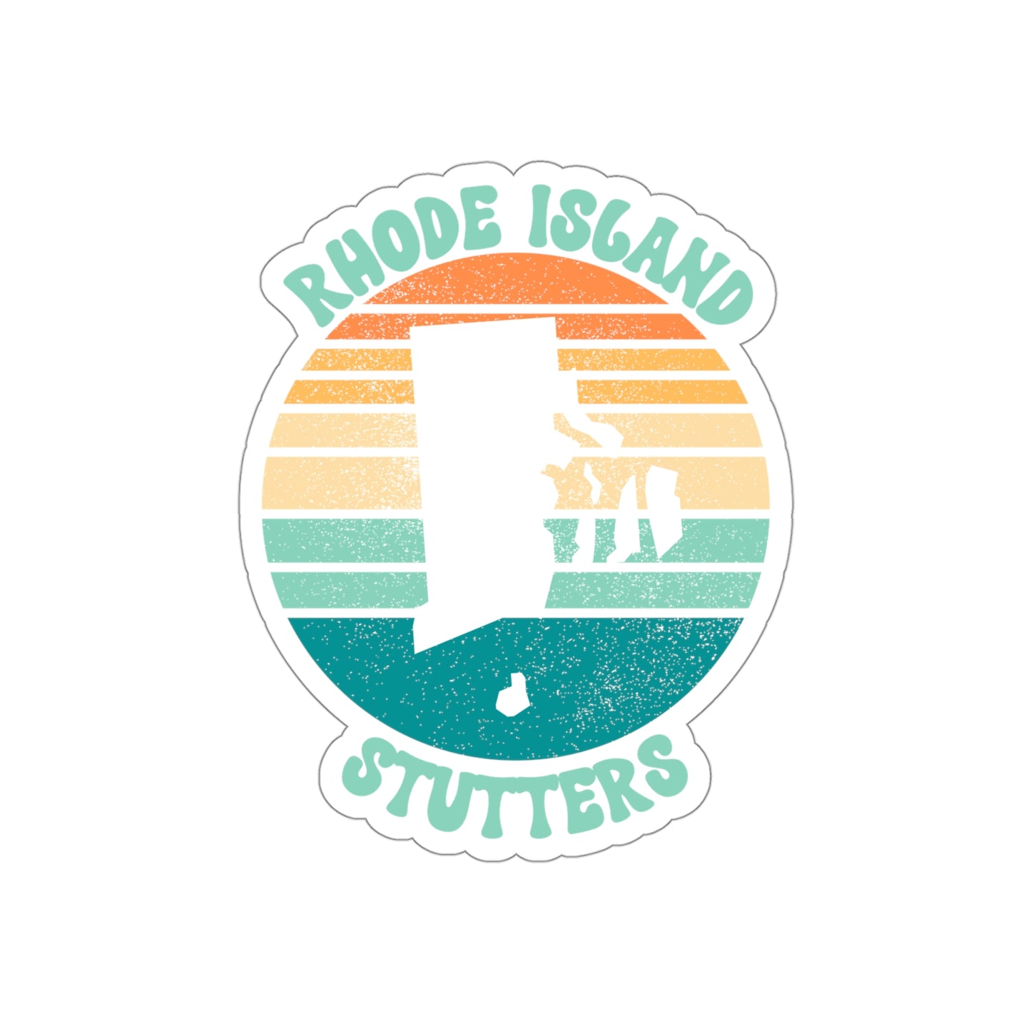 Rhode Island Stutters Retro Sun Sticker, 3", 4", 5" or 6"