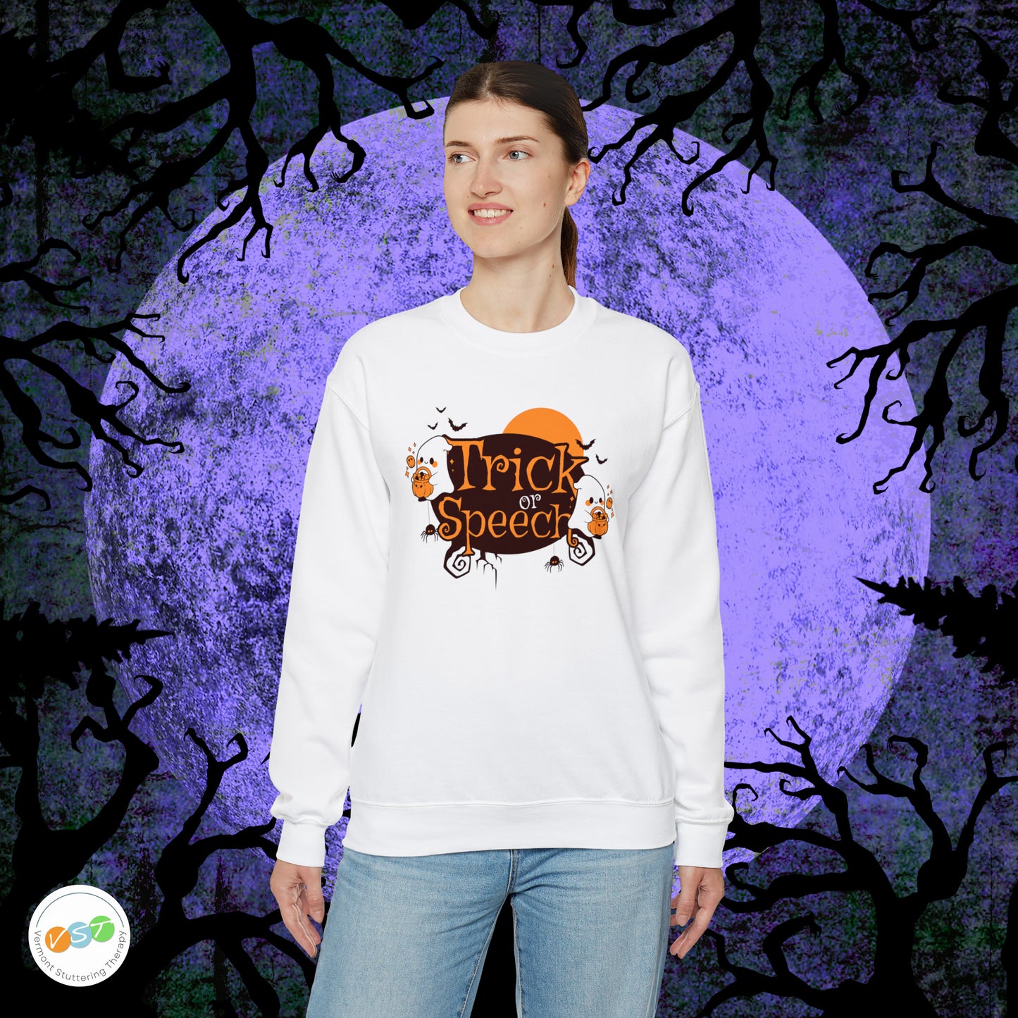 Trick or Speech Halloween Sweatshirt for SLPs & SLPAs