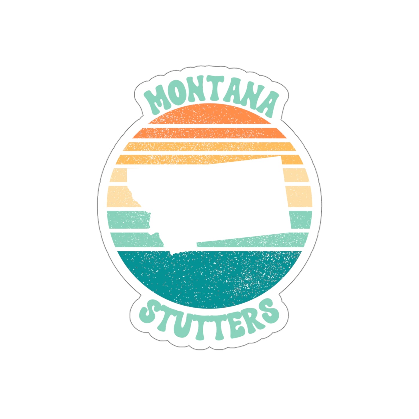 Montana Stutters Retro Sun Sticker, 3", 4", 5" or 6"