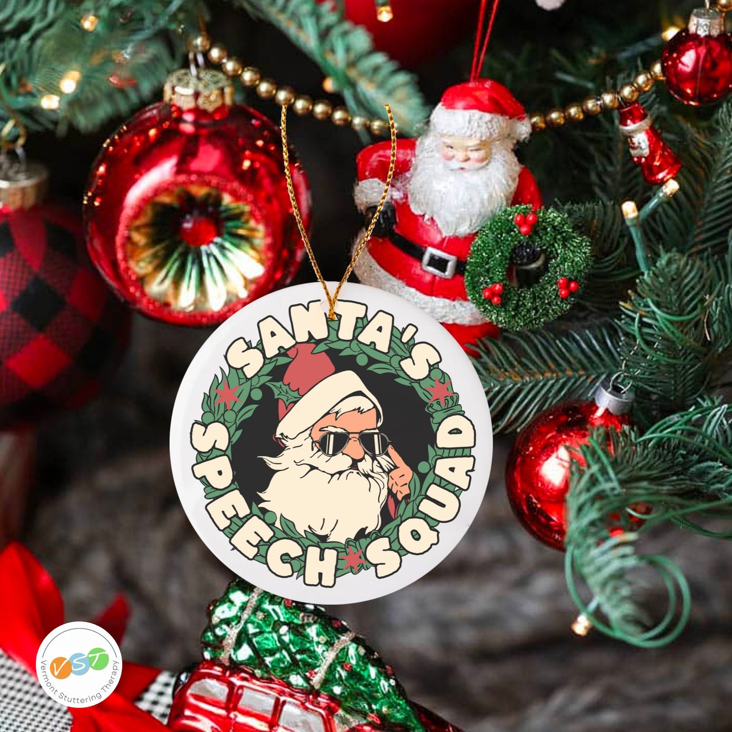Funny Santa's Speech Squad Christmas Ornament