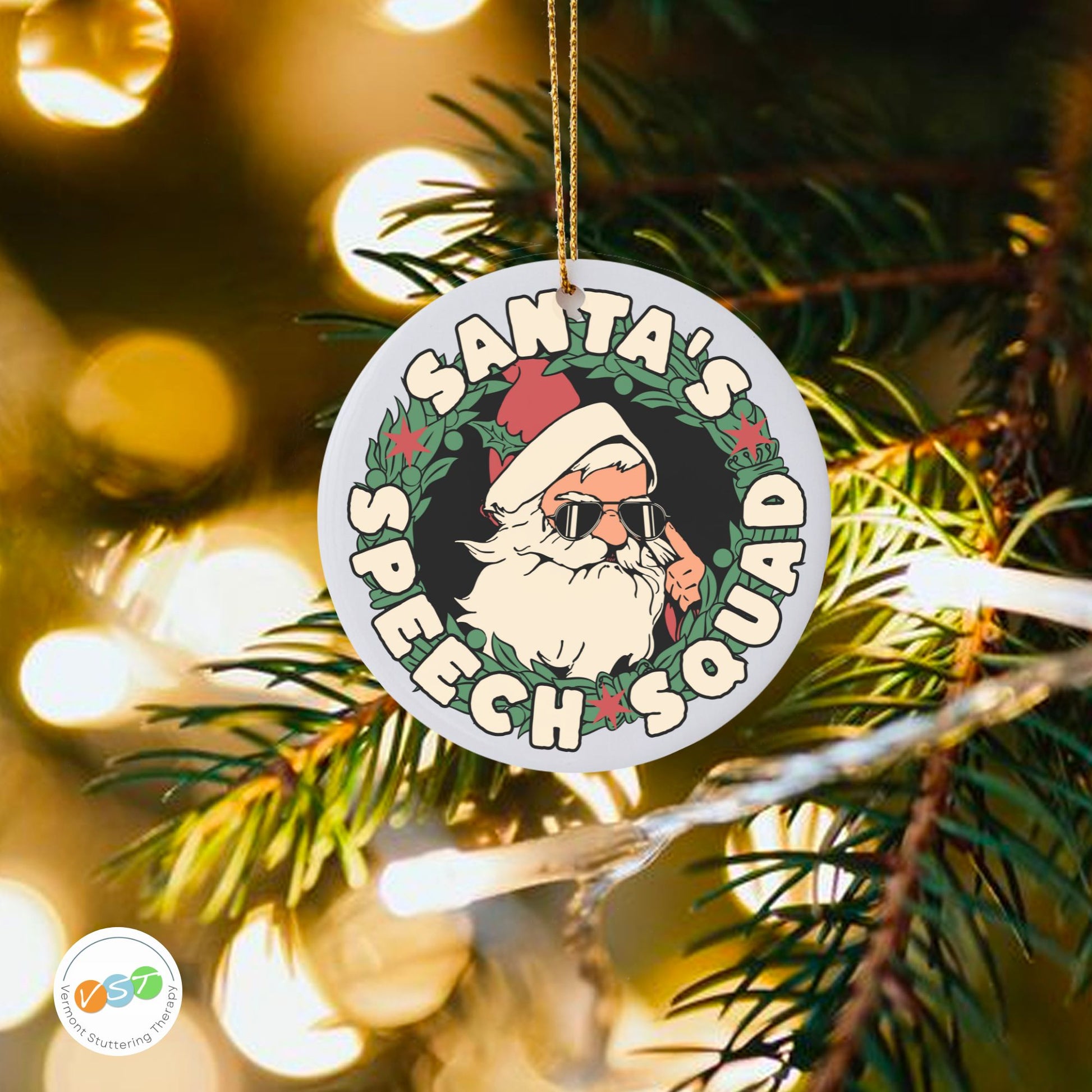 Funny Santa's Speech Squad Christmas Ornament