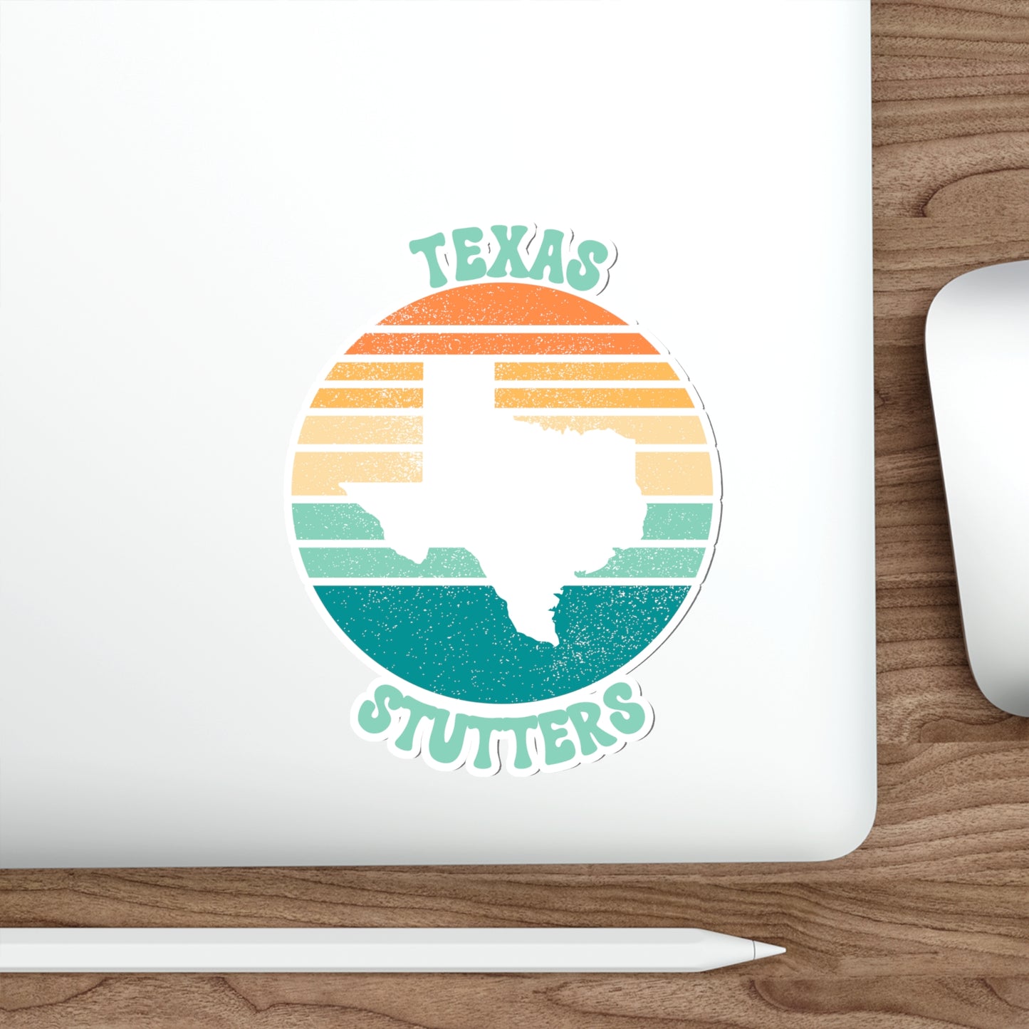 Texas Stutters Retro Sun Sticker, 3", 4", 5" or 6"