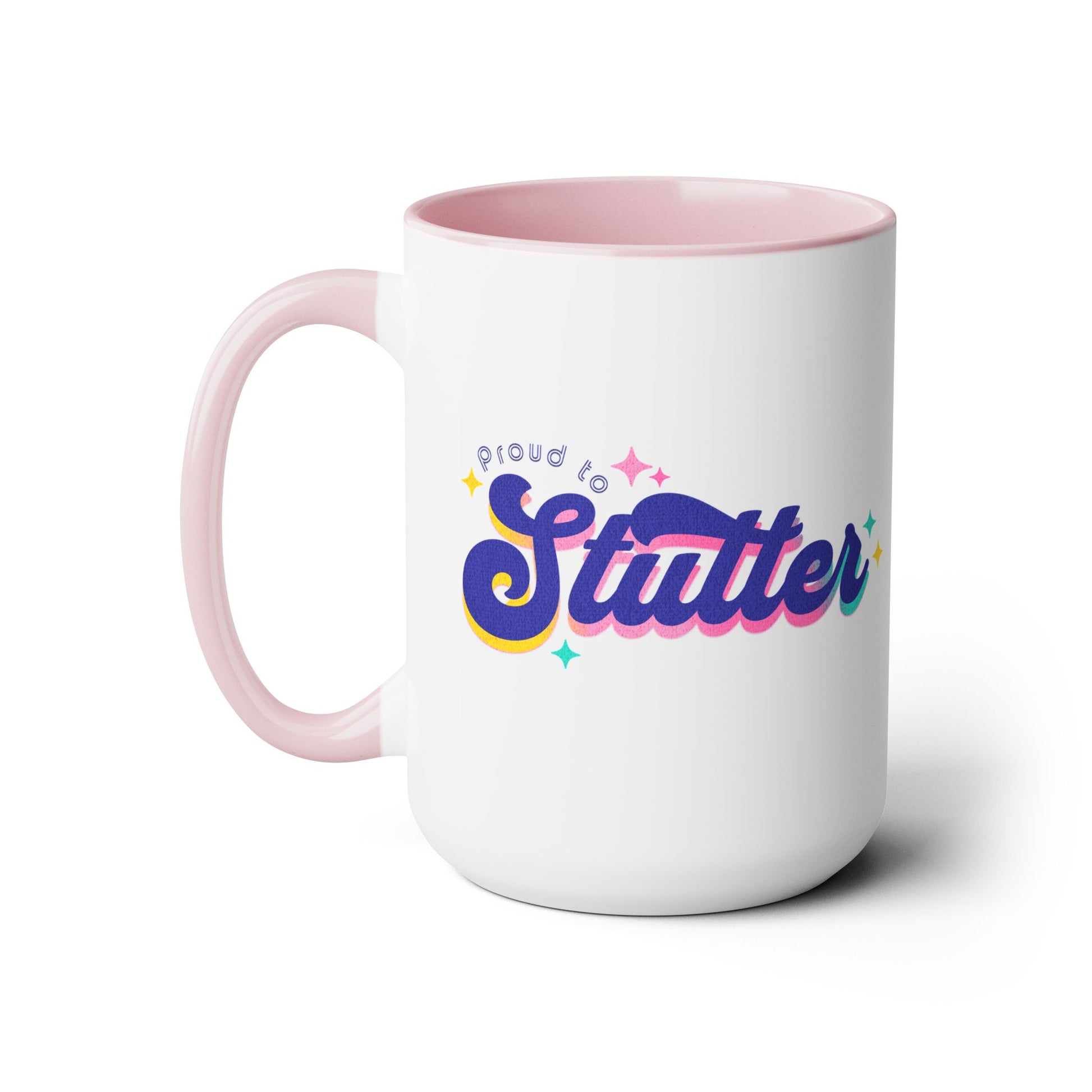 Proud to Stutter Mug Retro, 15oz Two-Tone Stuttering Mug, Normalize Stuttering Awareness Support, Cute Mug Gift for Person Who Stutters