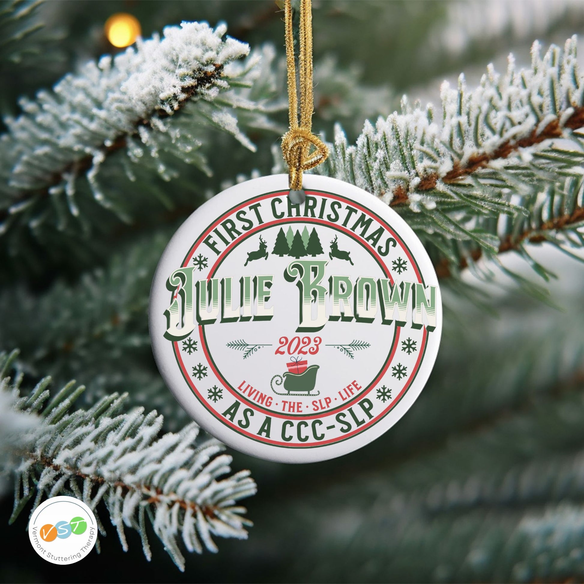 SLP Custom Name Retro First Christmas Ornament