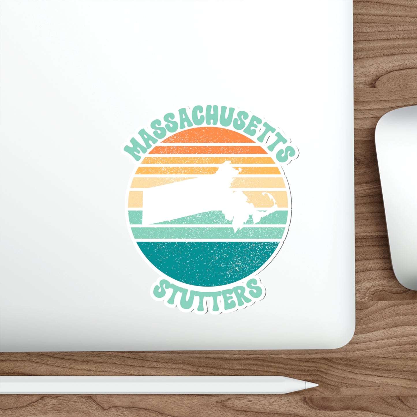 Massachusetts Stutters Retro Sun Sticker, 3", 4", 5" or 6"