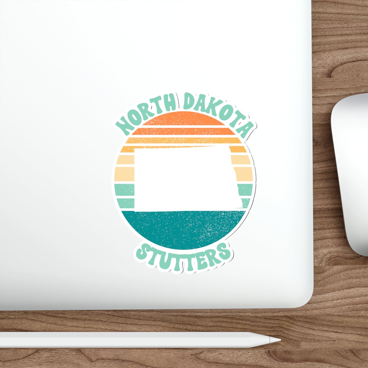 North Dakota Stutters Retro Sun Sticker, 3", 4", 5" or 6"