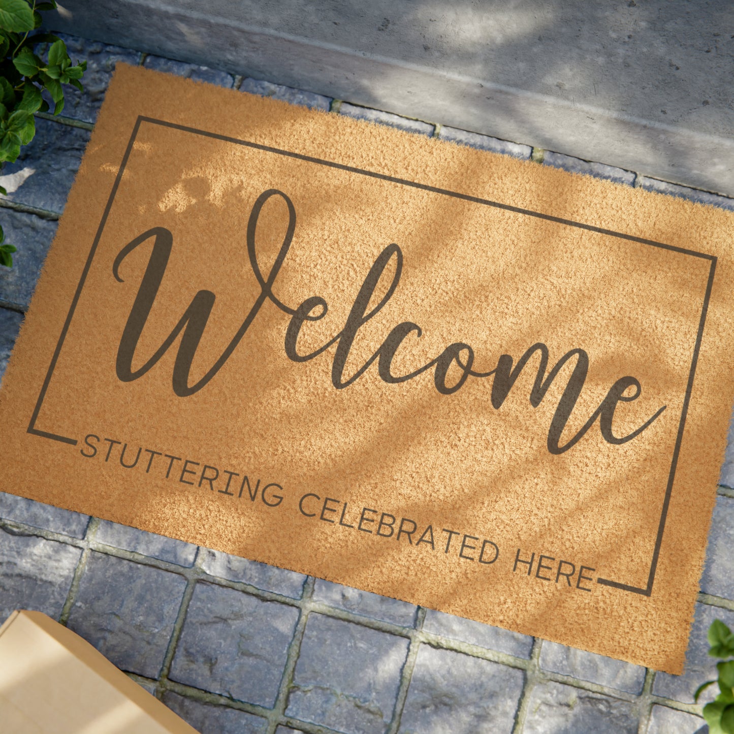 Stuttering Celebrated Here Welcome Door Mat