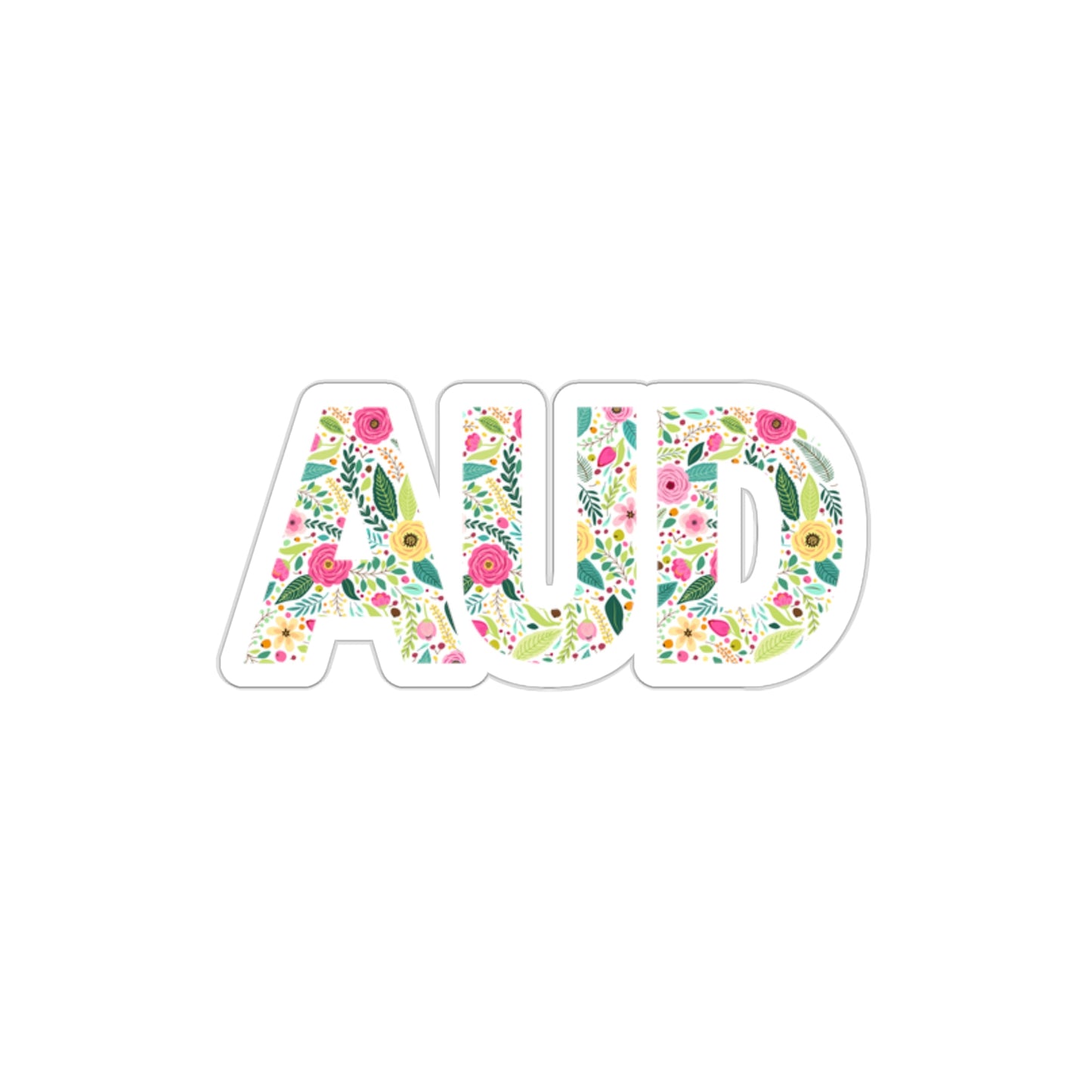 AUD Floral Audiologist Die-Cut Vinyl Matte Sticker, 2" 3" 4" 5"